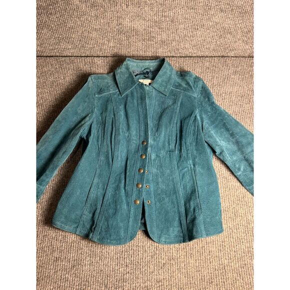 dressbarn Jackets & Blazers - Vintage Dressbarn Teal Suede Leather Jacket - Size Large
